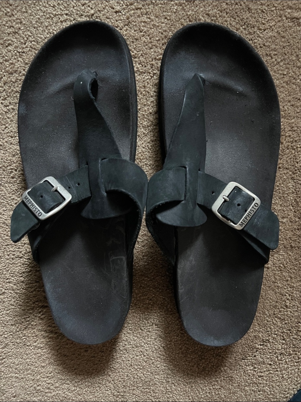 Mephisto Helen Black Leather Sandals Size 39